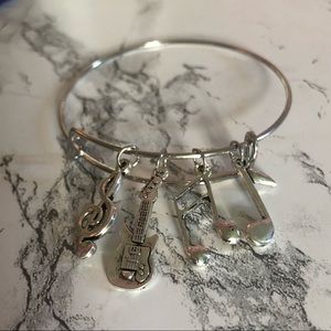 Silver charm bangle bracelet